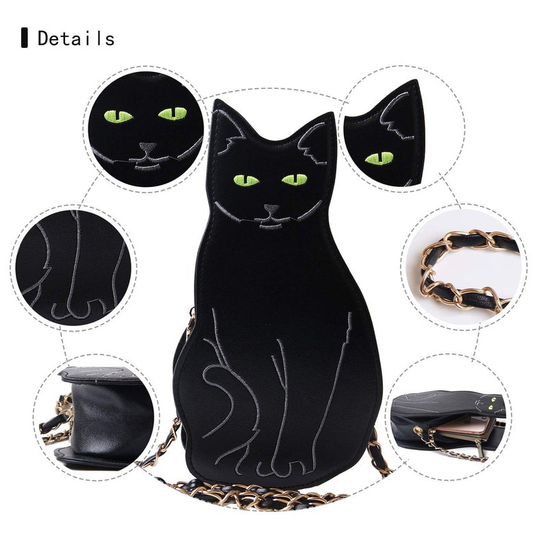 LUI SUI Womens Black Cat Purse Crossbody Bags Girls Bat Wing Spider Web Shoulder Bags Flamingo Animal Purse Chic Clutch Bags - Image 5